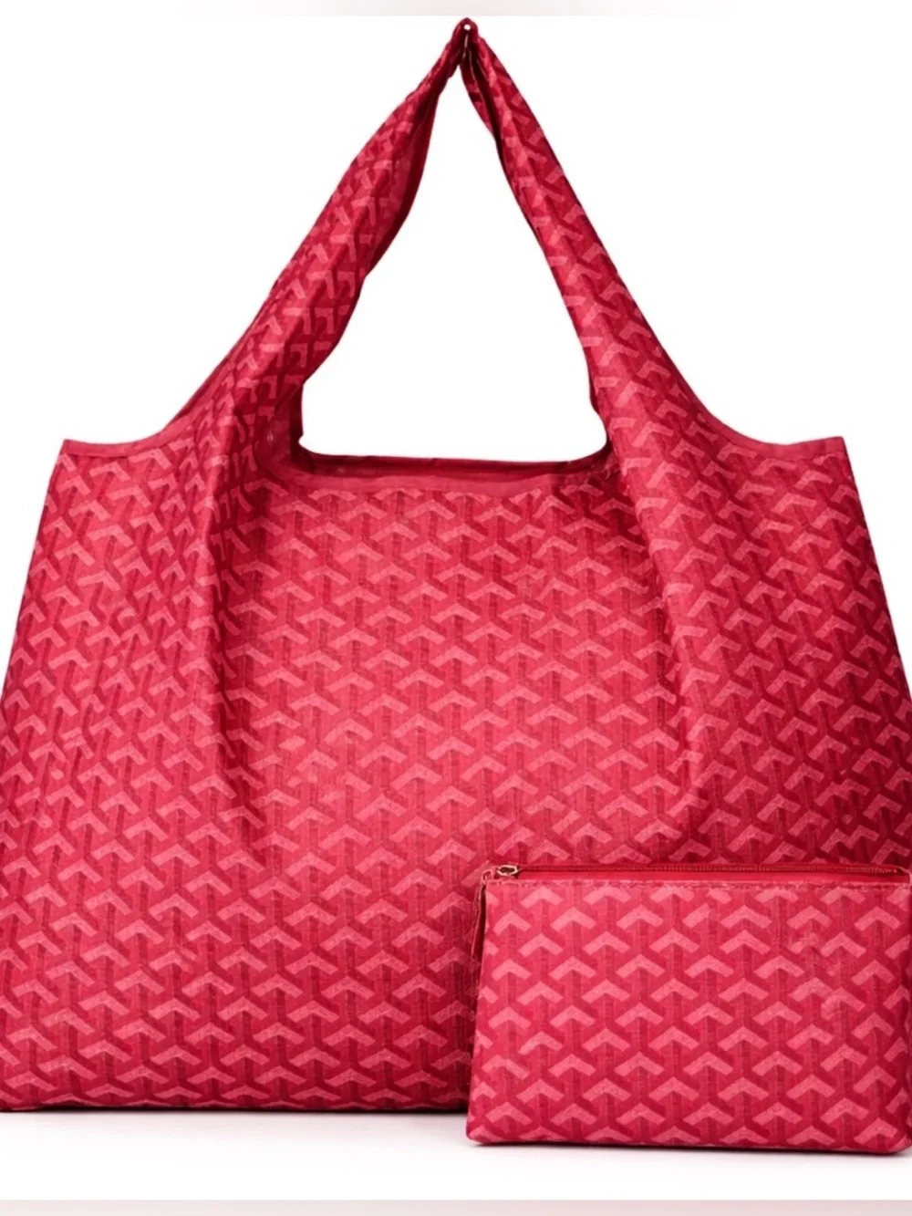 Women's Red Patterned Nylon Shopping Tote NWOT
